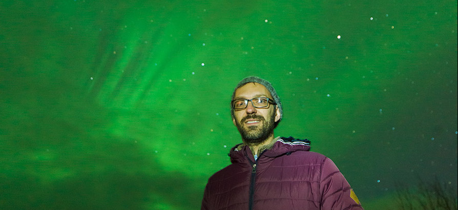 Me standing under the Northern Lights in Iceland, March 2015. Picture by Babak Tafreshi